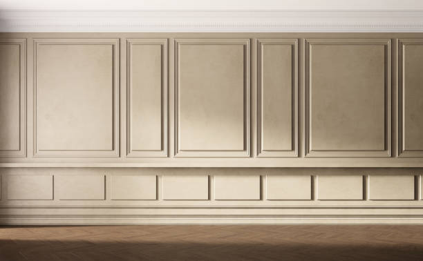 istock Classic luxury empty room with beige walls. 1221954908