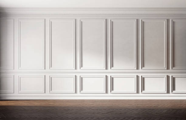 White empty room. Classic interior design. White empty room. Classic interior design. 3d illustration moulding door jamb wood stock pictures, royalty-free photos & images
