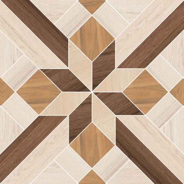 istock Geometric pattern wooden floor and wall mosaic decor tile 1221955356