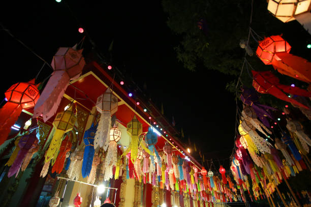 sunday night market in chiang mai stock photo
