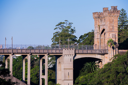 Concrete arch bridge in Northbridge, Sydney. This bridge spans Flat Rock Creek and Tunks Park. Image taken from Flat Rock Gully Walking Track.