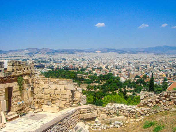 Aerial view on the city of Athens from the Acropole, Greece Aerial view on the city of Athens from the Acropole, Greece acropole stock pictures, royalty-free photos & images