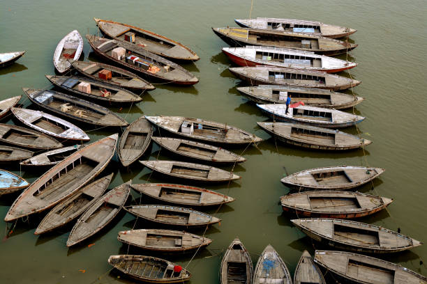 istock boats pattern at varanasi uttar pradesh india 1221962118