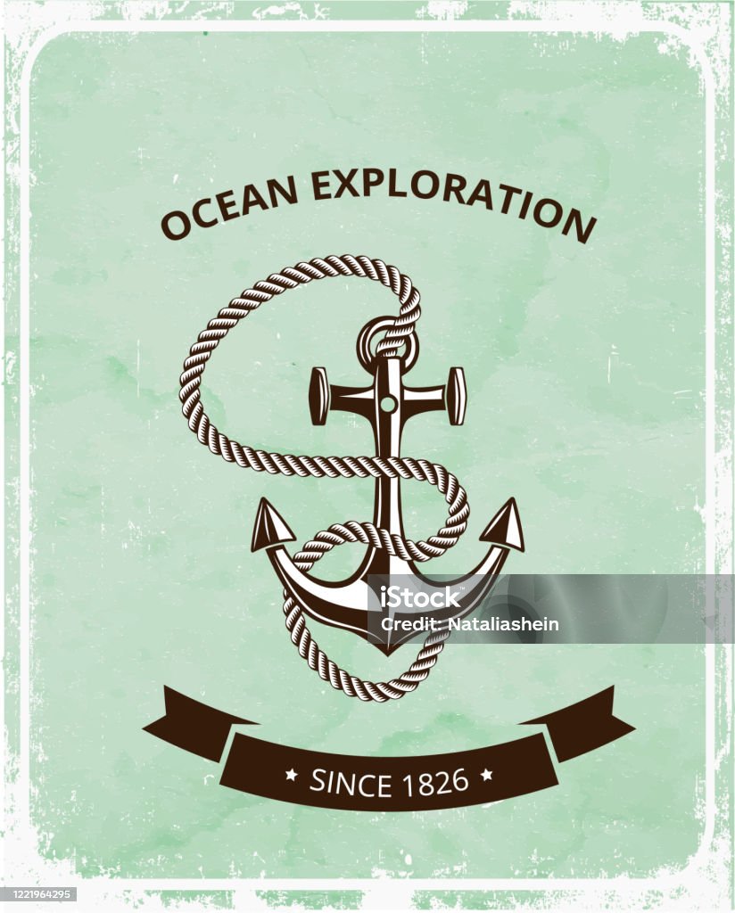 Logo Biểu Tượng Hàng Hải Neo Bằng Dây Thừng Và Với Ruy Băng Đen ...