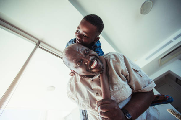 Granddad piggyback happiness and fun
