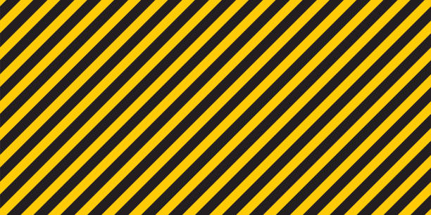 블랙, 노란색, 줄무늬, 벽, 위험, 산업, 줄무늬, 도로, 경고, 황색, 검은 색, 대각선, 줄무늬, 매끄러운 패턴 벡터 - 노랑 stock illustrations