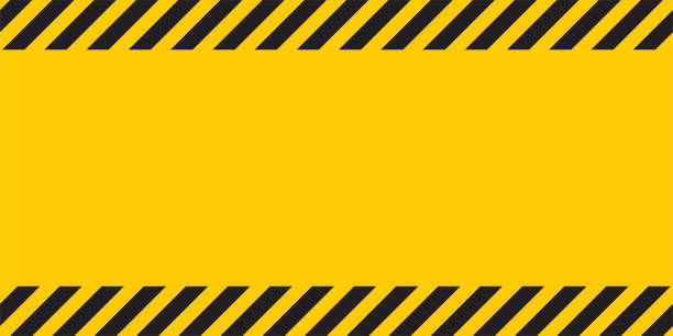 istock Black yellow striped banner wall Hazard industrial striped road warning Yellow black diagonal stripes Seamless pattern 1221969124