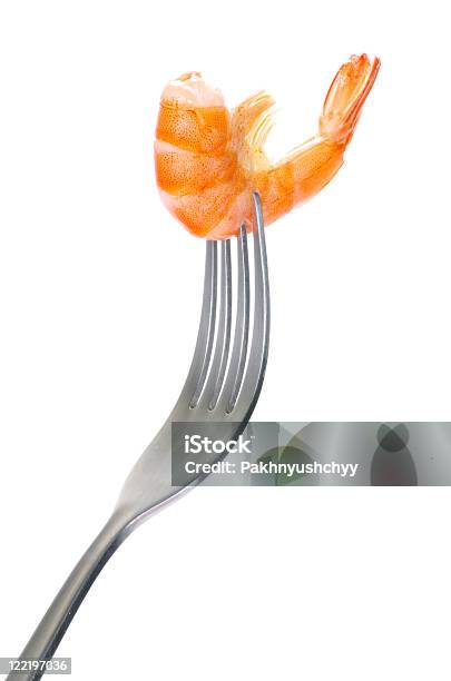 Foto de Camarão Na Bifurcação e mais fotos de stock de Branco - Branco, Camarão - Frutos do Mar, Comer