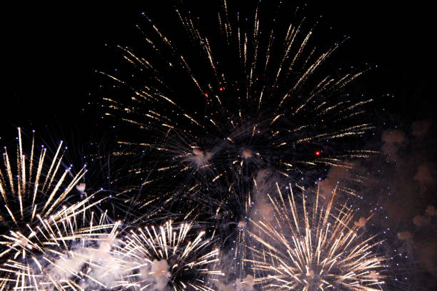 istock The Celebration colored firework flashing in the black night sky 1221970818