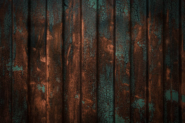 Rusty Orange and Green Metal Container Texture stock photo