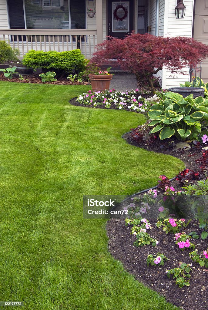 Manicured Spring Yard  Yard - Grounds Stock Photo