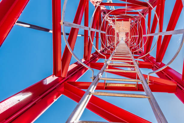 istock Tower crane, red against the sky and mountains 1221982717