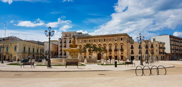 Empty town square An empty city centre of Bari in the south of Italy bari photos stock pictures, royalty-free photos & images
