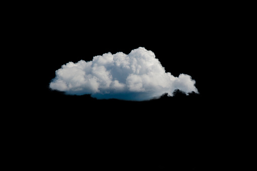 White Cloud on Black Sky or Background.