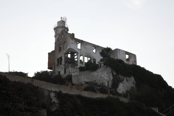 Deteriorating Officer's Club along the bay gives a glimpse into recent history.