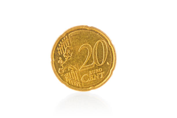 istock Twenty euro cent closeup on white background 1221986018