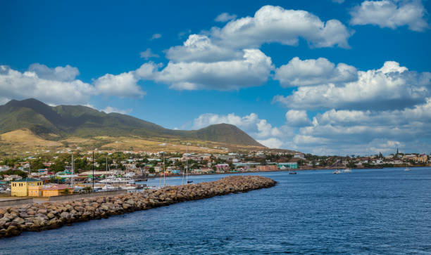 istock Sea Wall and Harbor on St Kitts 1221986260