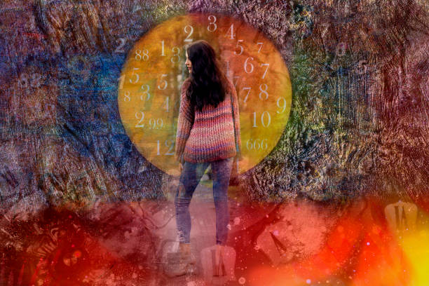 istock Woman full moon and numerology, mystic 1221987264