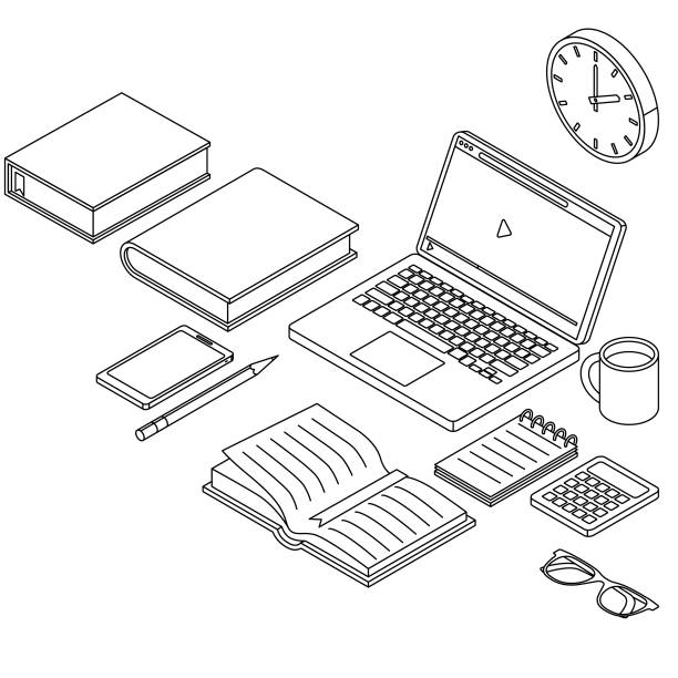 ilustrações de stock, clip art, desenhos animados e ícones de isometric education business - notebook dictionary book contemporary