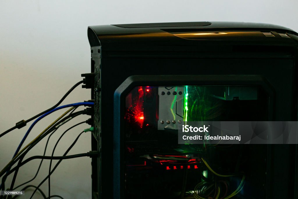 Modern Computer Technology Cpu Black Box With Motherboard Stock Photo ...