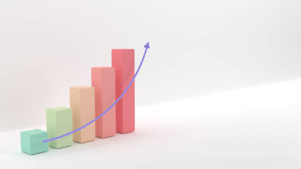istock Business charts upward. Pastel palette. 3D rendering 1221991392