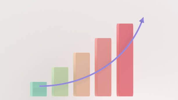 istock Business charts upward. Pastel palette. 3D rendering 1221991400