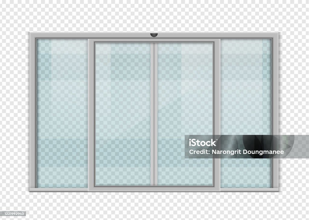 Double sliding glass doors with automatic motion sensor. vector design. Sliding Door stock vector Double sliding glass doors with automatic motion sensor. vector design. Sliding Door stock vector