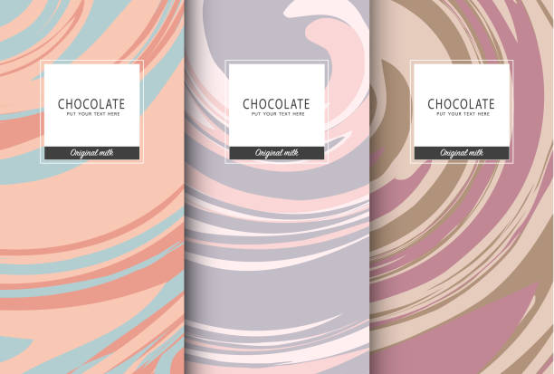 ilustrações de stock, clip art, desenhos animados e ícones de chocolate bar packaging set. trendy luxury product branding template with label pattern for packaging. vector design. - design chocolate
