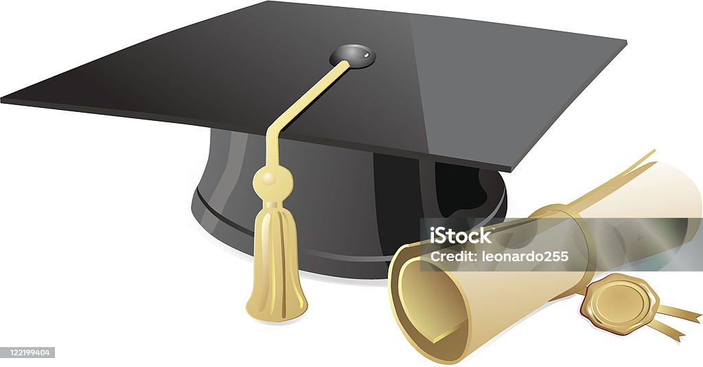 Graduação cap e diploma - Royalty-free Chapéu de Finalista arte vetorial