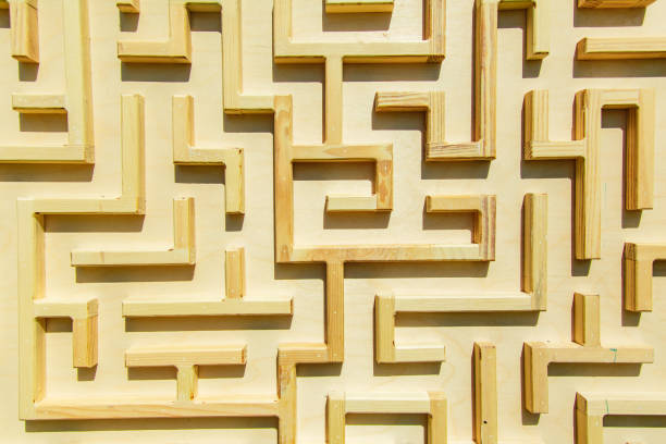 istock abstract wooden maze use for background 1221994091