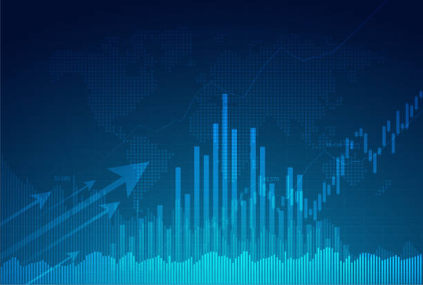 candle stick diagramm diagramm des börsen-investment-handels, bullish punkt, bearish punkt. trend des graph-vektor-designs. - blau grafiken stock-grafiken, -clipart, -cartoons und -symbole