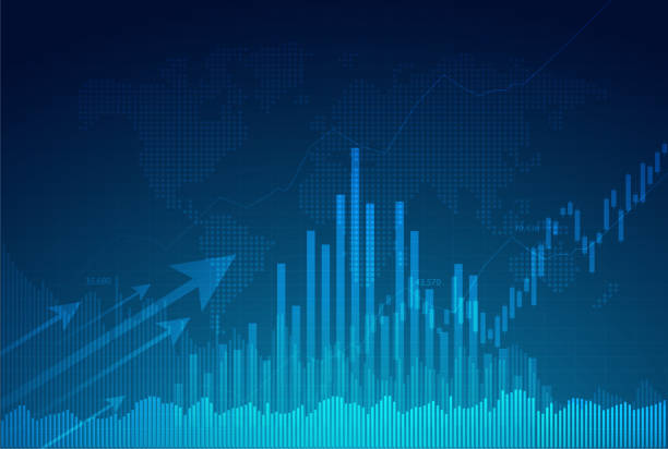 świeca pat wykres wykresu obrotu na giełdzie inwestycji, bullish punkt, bearish punkt. trend projektowania wektorów. - investment finance technology blue stock illustrations