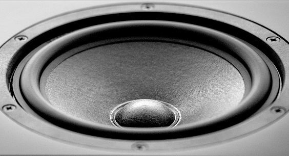 Two vintage speakers with full range drivers isolated on white background.