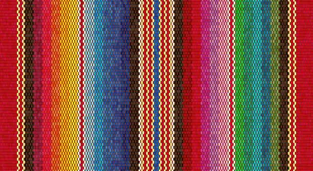 Vector illustration of Blanket stripes seamless vector pattern. Background for Cinco de Mayo party decor or ethnic mexican fabric pattern with colorful stripes.