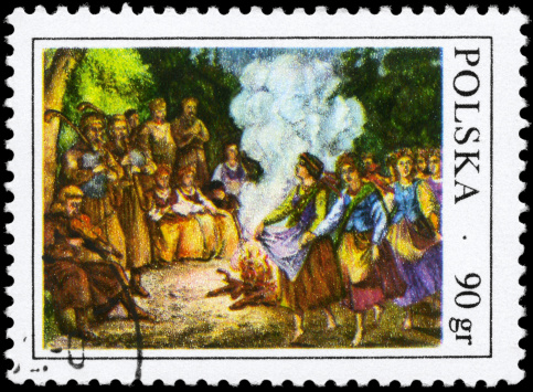 A Stamp printed in POLAND shows the Midsummer Bonfire, from the series \