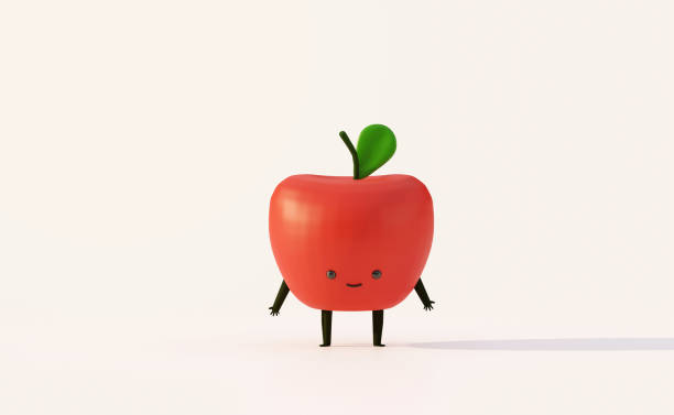 istock Red apple cute cartoon character  on white background. 1222003045