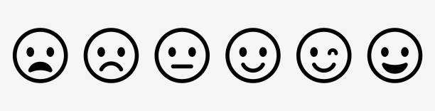 ilustrações de stock, clip art, desenhos animados e ícones de emoticons set. emoji faces collection. emojis flat style. happy and sad emoji. line smiley face - stock vector. - faces