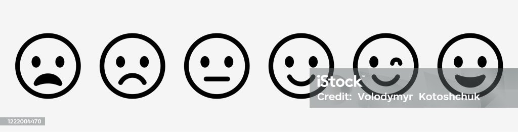 Emoticons set. Emoji faces collection. Emojis flat style. Happy and sad emoji. Line smiley face - stock vector. Human Face stock vector
