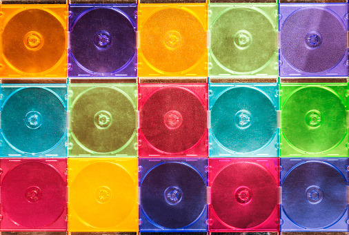 multicolored pattern with symmetrically placed cd covers