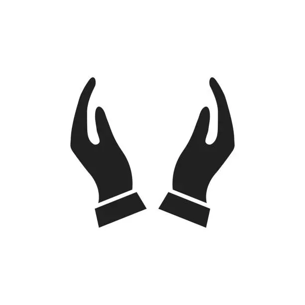 Vector illustration of Hands black icon, flat vector illustration