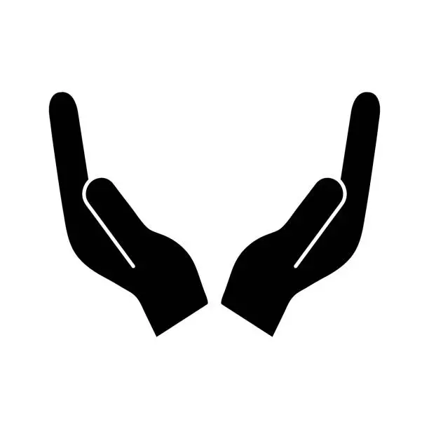 Vector illustration of Hands black icon, flat vector illustration
