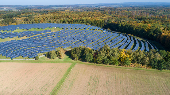 Aerial view of a solar power plant