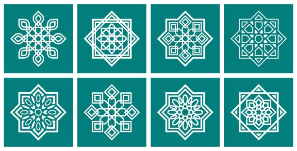 islamische ornament vektor einfaches zeichen - arabische kultur stock-grafiken, -clipart, -cartoons und -symbole