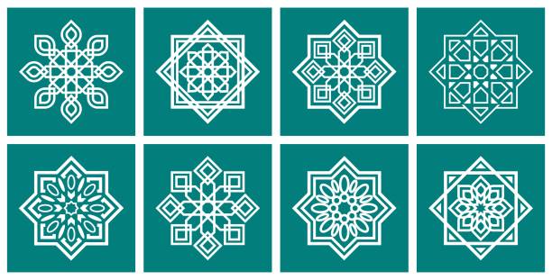 ilustrações, clipart, desenhos animados e ícones de ornamento islâmico vetor simples sinal simples - arabia