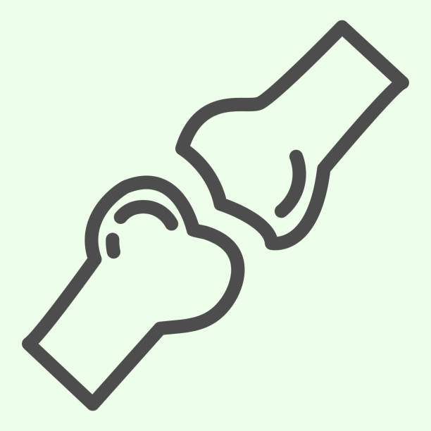 Bones line icon. Human body knee joint bone outline style pictogram on white background. Anatomy and organs signs for mobile concept and web design. Vector graphics. Bones line icon. Human body knee joint bone outline style pictogram on white background. Anatomy and organs signs for mobile concept and web design. Vector graphics human joints medical stock illustrations