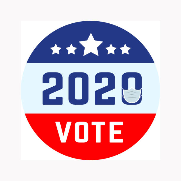 US presidential election in the context of the coronavirus pandemic. COVID-19. Online voting option. Vector illustration with medical mask US presidential election in the context of the coronavirus pandemic. COVID-19. Vector illustration with medical mask on white background democratic party logo stock illustrations