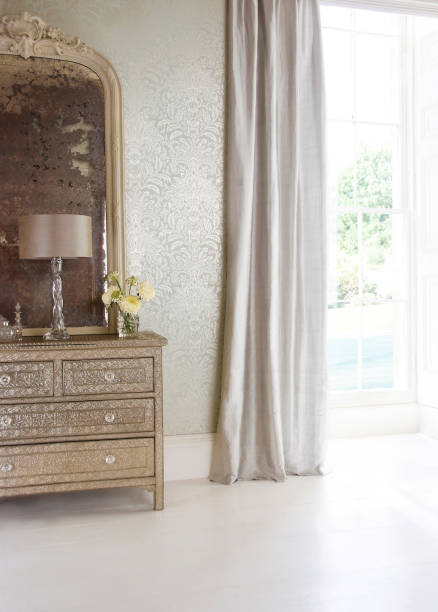 istock Interior of dresser against wallpaper 1222015332