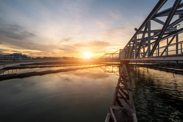 istock Water Treatment plant with sunrise 1222016683