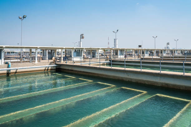 sewage treatment plant stock photo