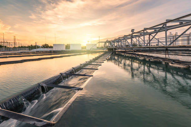 istock sewage treatment plant with sunrise 1222016729